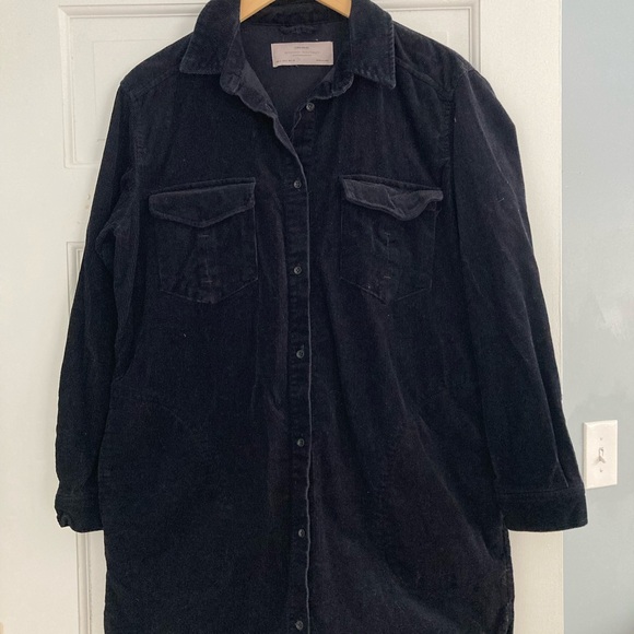 Zara | Black Corduroy Long Coat - Picture 3 of 8